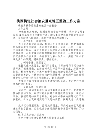 桃西街道社会治安重点地区整治工作实施方案 