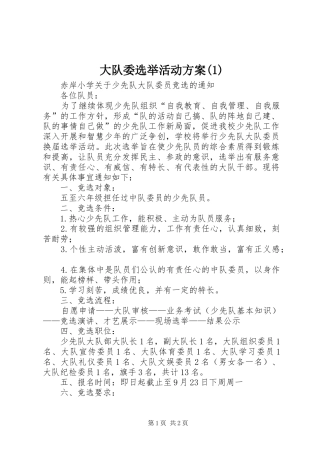 大队委选举活动实施方案