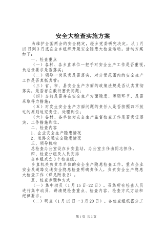 安全大检查方案 