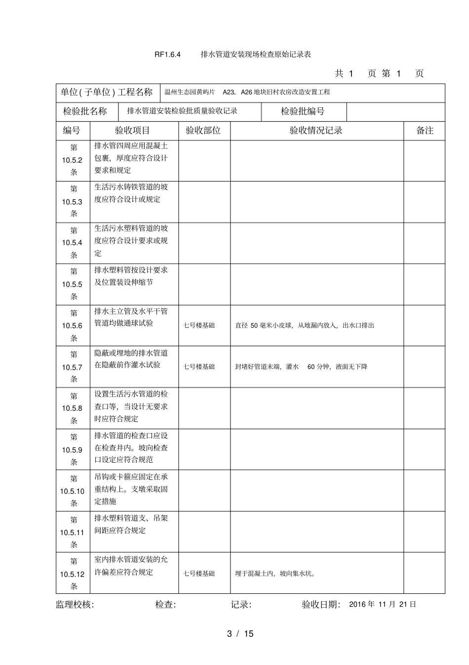 人防安装工程隐蔽记录新表格新检验批_第3页