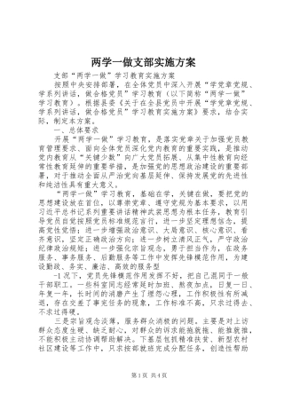 两学一做支部方案 