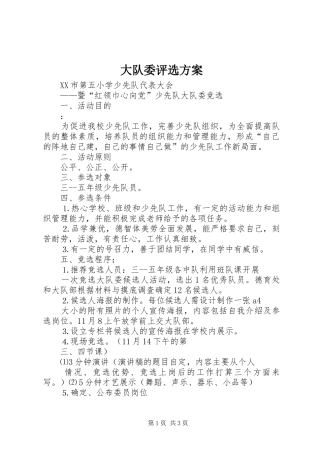 大队委评选实施方案 