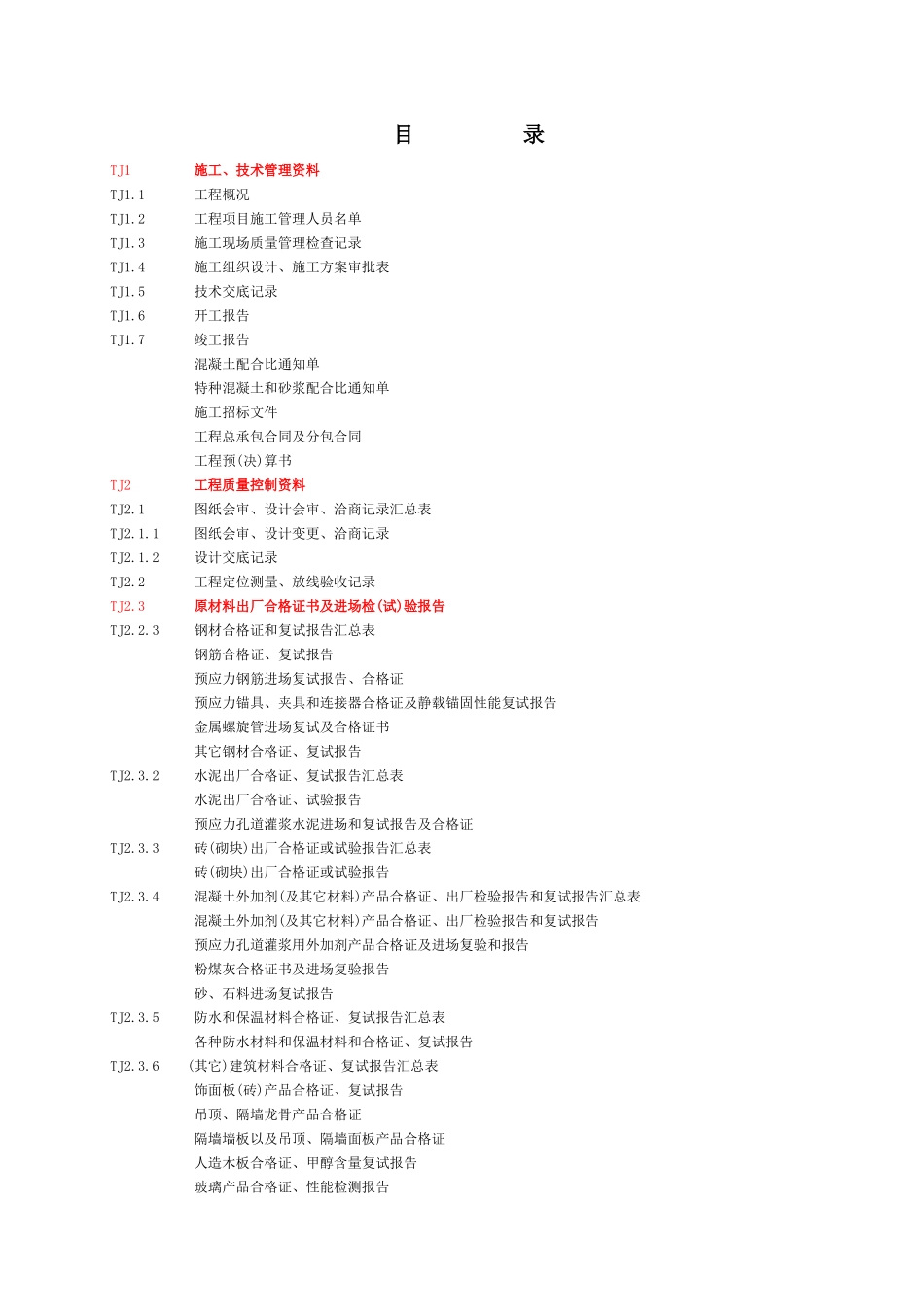 竣工资料目录(TJ)_第1页