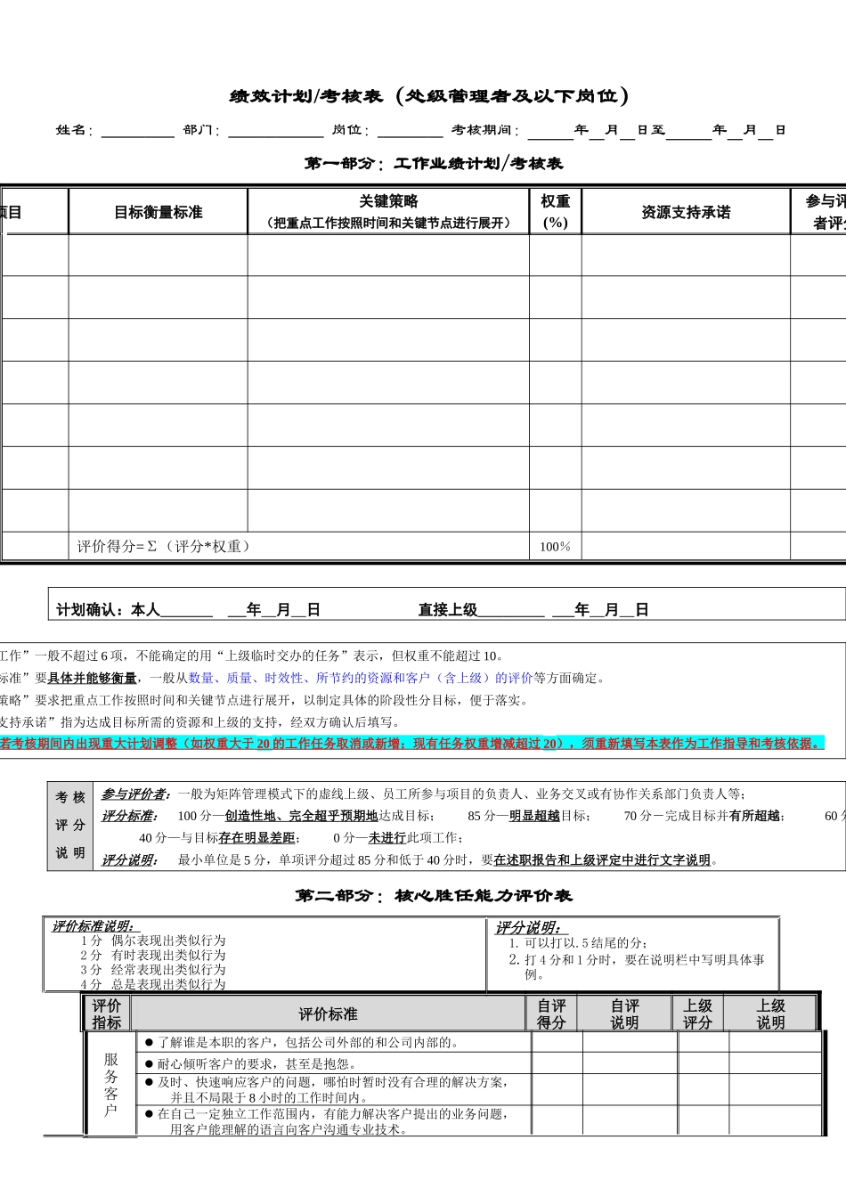 附件：绩效计划考核表_第1页