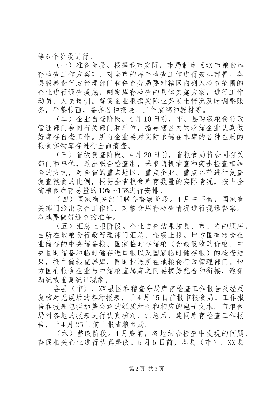市粮食局关于粮食库存检查工作实施方案 _第2页