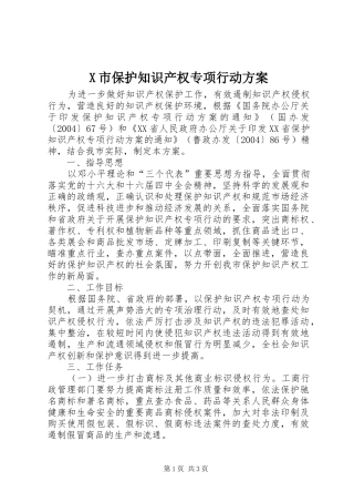 X市保护知识产权专项行动实施方案 