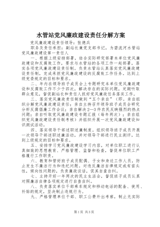水管站党风廉政建设责任分解实施方案 