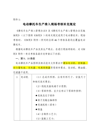 电动摩托车生产准入现场考核补充规定-最新要求