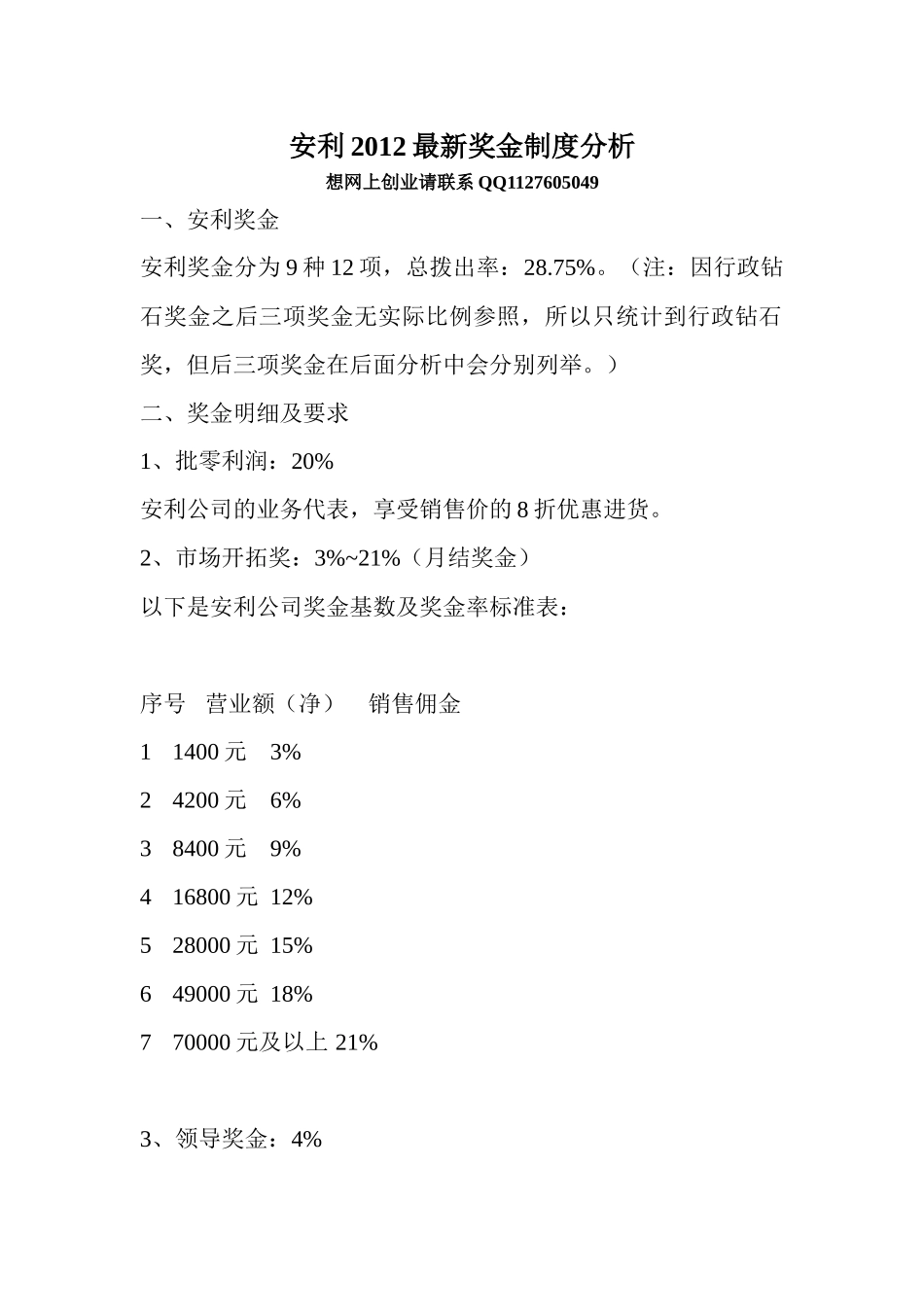 安利XXXX最新奖金制度_第1页