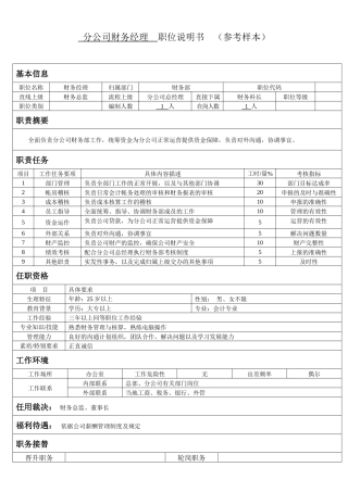 经理级以上干部职位说明书