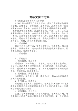 青年文化节实施方案 