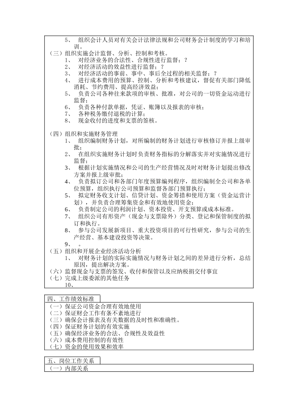 登康口腔护理用品股份有限公司财务部长岗位说明书_第2页