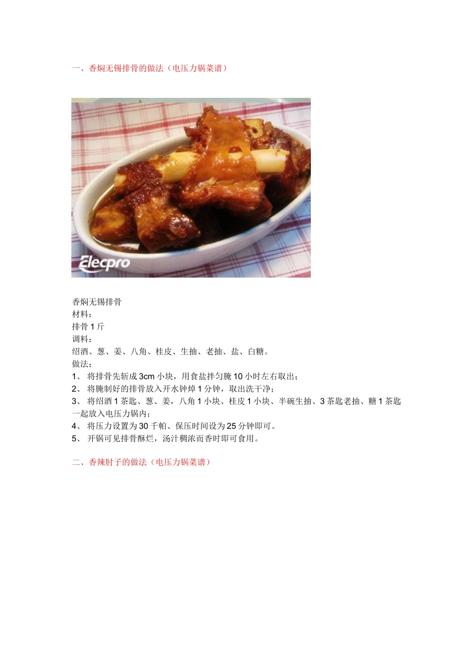 美的电压力锅菜谱图文(31页)_第1页