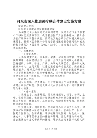 河东市深入推进医疗联合体建设方案 