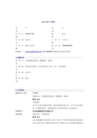 财务会计简历模板2