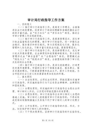 审计局行政指导工作方案