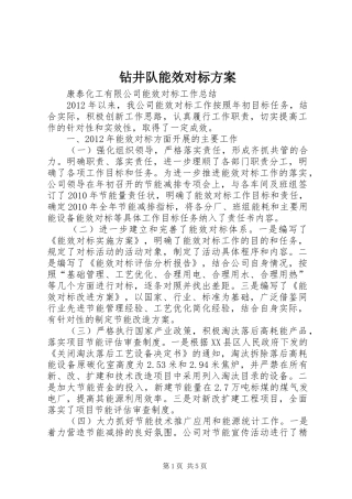 钻井队能效对标实施方案 