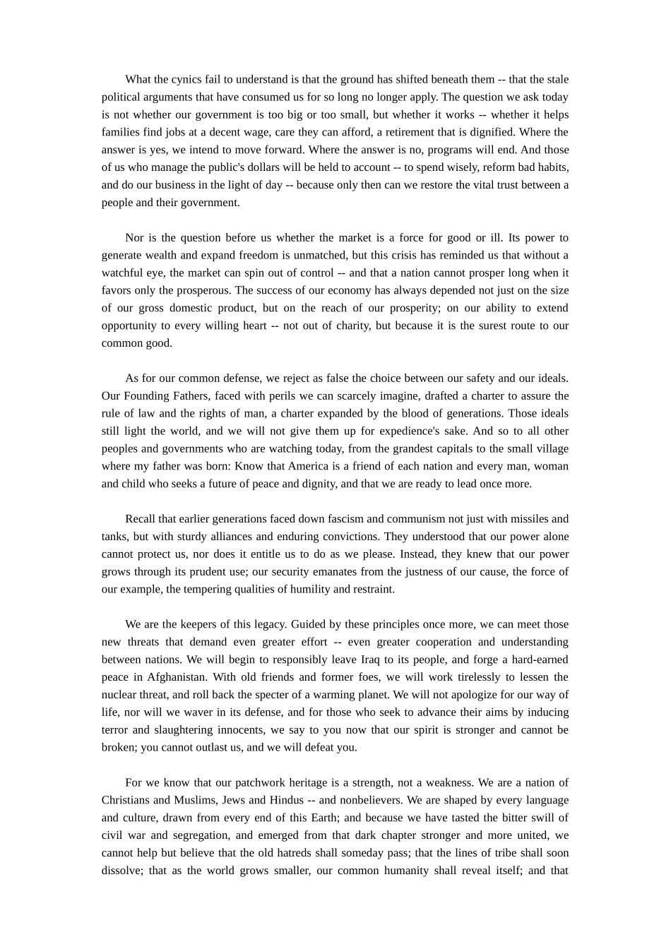 奥巴马就职演讲稿中英文对照_第3页