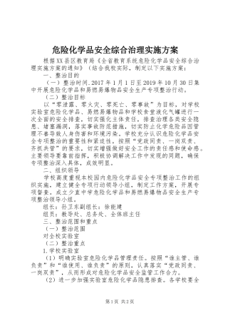 危险化学品安全综合治理方案 