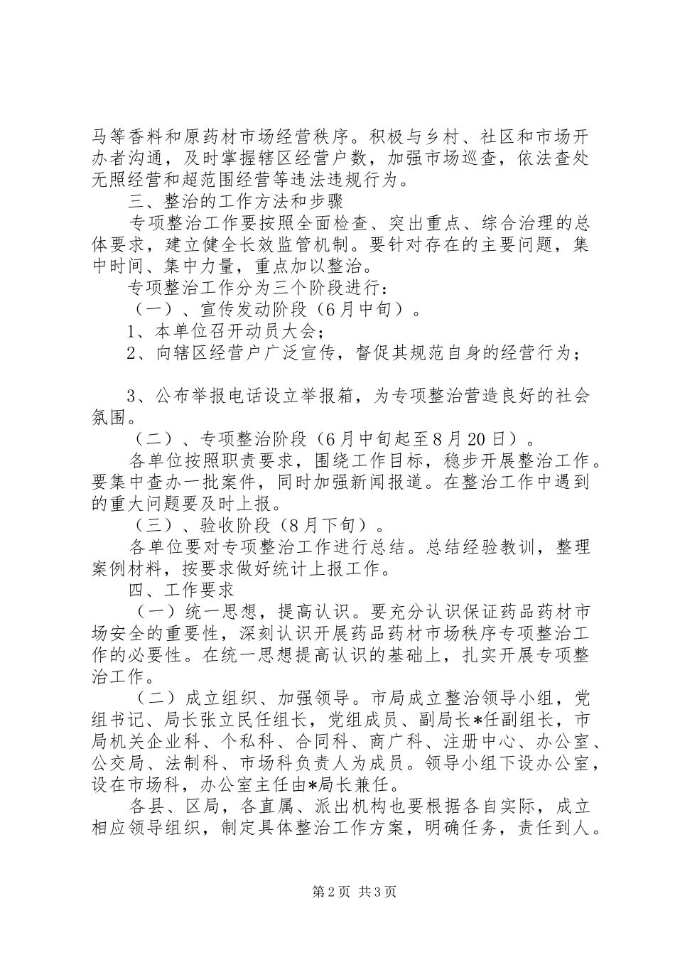 药品药材市场秩序专项整治工作方案_第2页