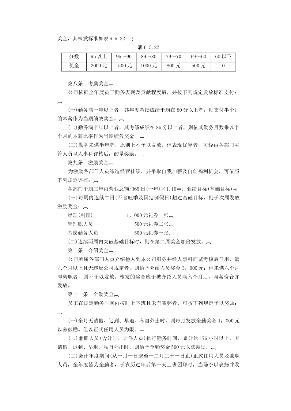 餐饮业奖金制度(6页)_第2页