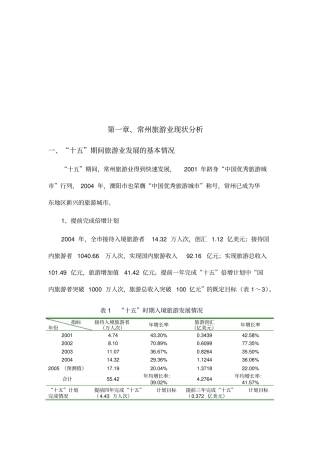 常州旅游业现状分析与发展政策