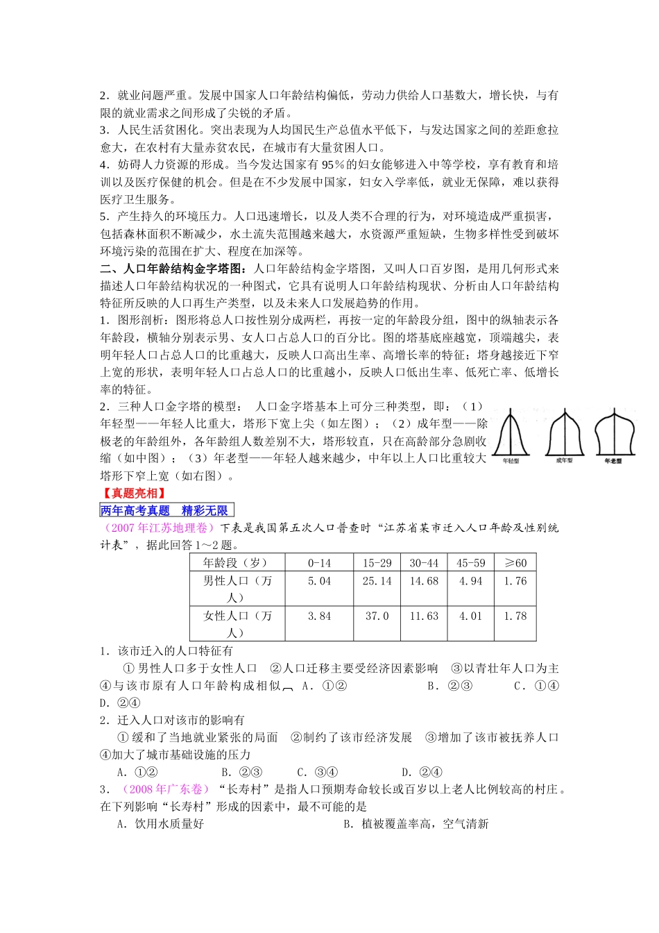 【地理专题突破】专题七 人口与地理环境_第2页
