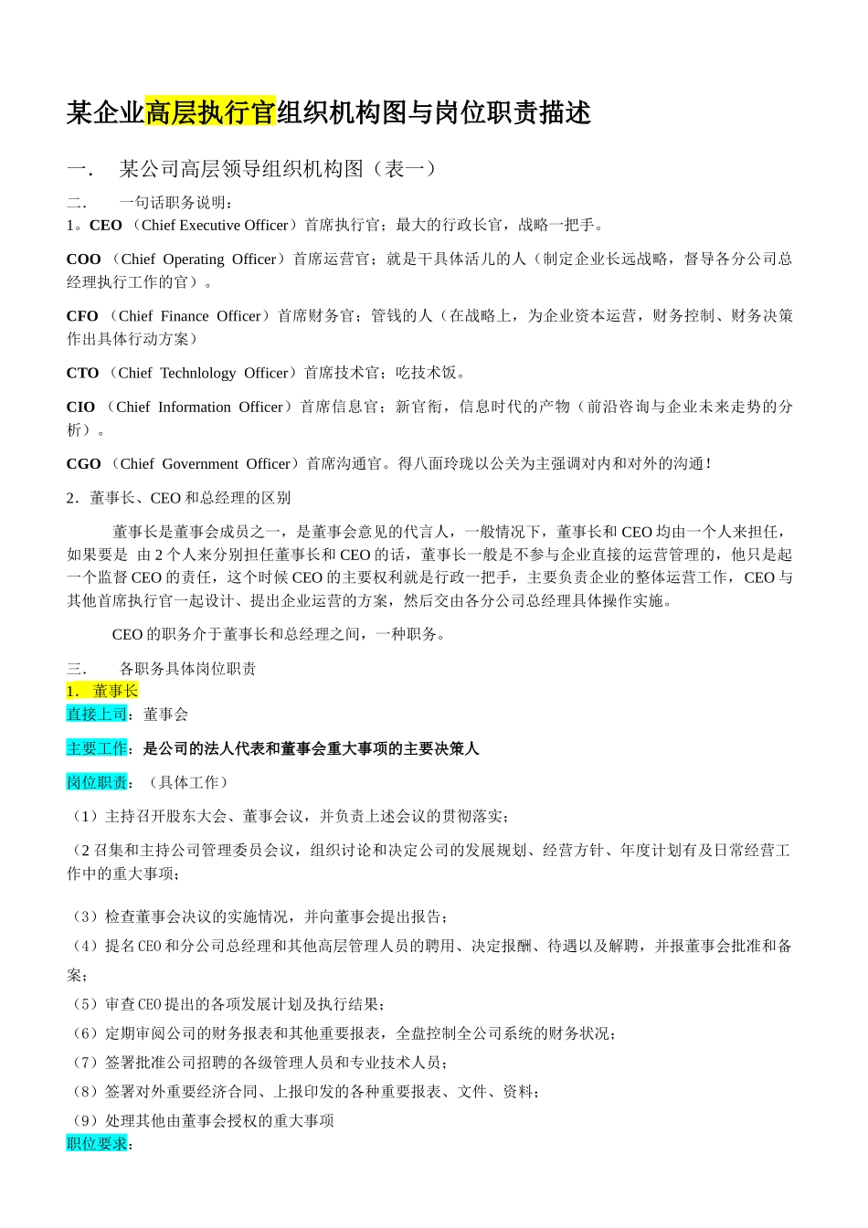 各个行业岗位说明书_第1页