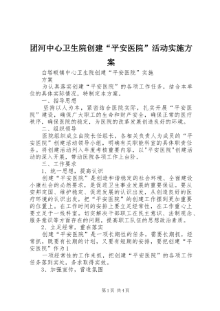 团河中心卫生院创建“平安医院”活动方案 