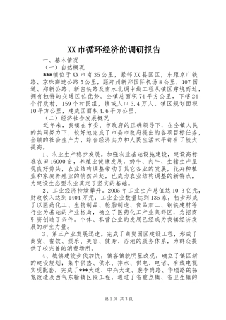 XX市循环经济的调研报告 