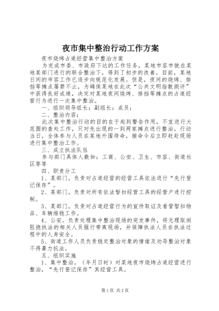 夜市集中整治行动工作实施方案 