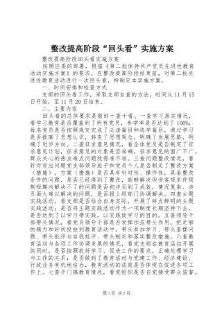 整改提高阶段“回头看”实施方案
