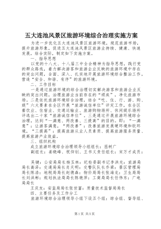 五大连池风景区旅游环境综合治理实施方案