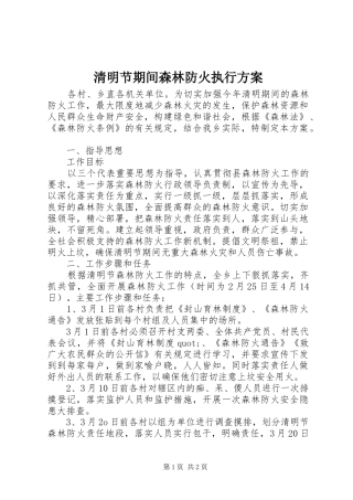 清明节期间森林防火执行方案