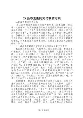 XX县春荒期间灾民救助实施方案 