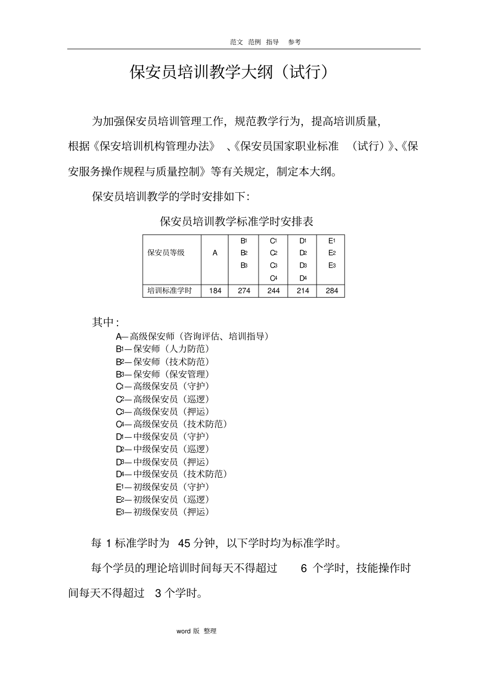 保安员培训教学大纲_第2页