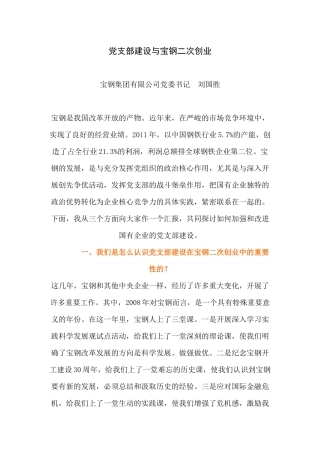 党支部建设与宝钢二次创业