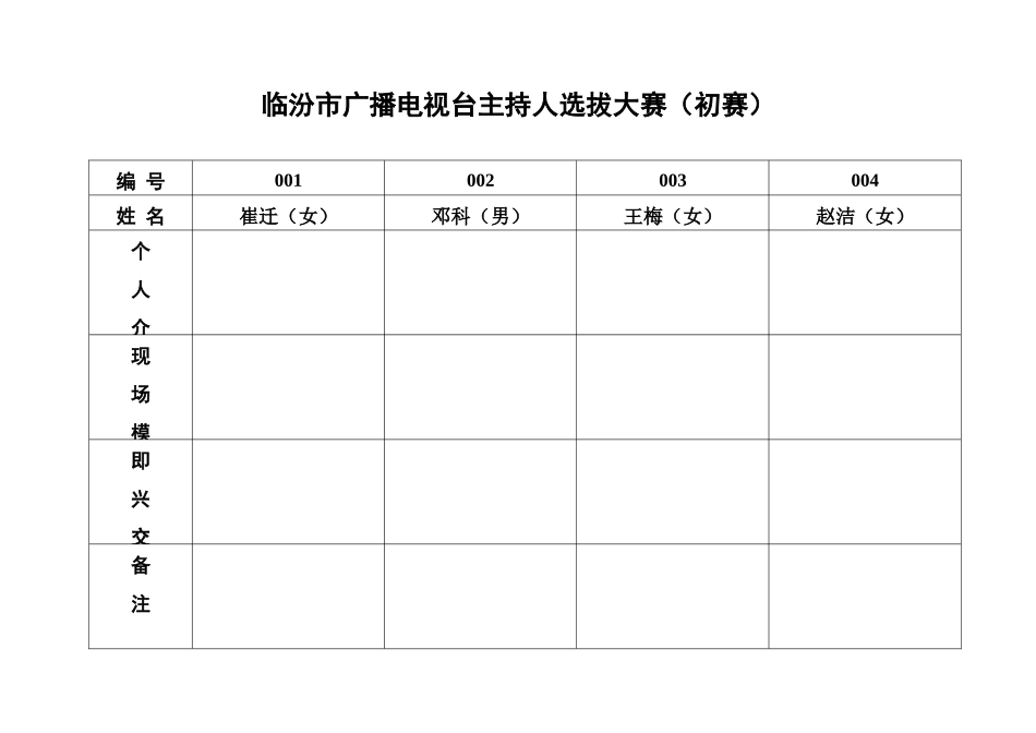 临汾市广播电视台主持人选拔大赛_第1页