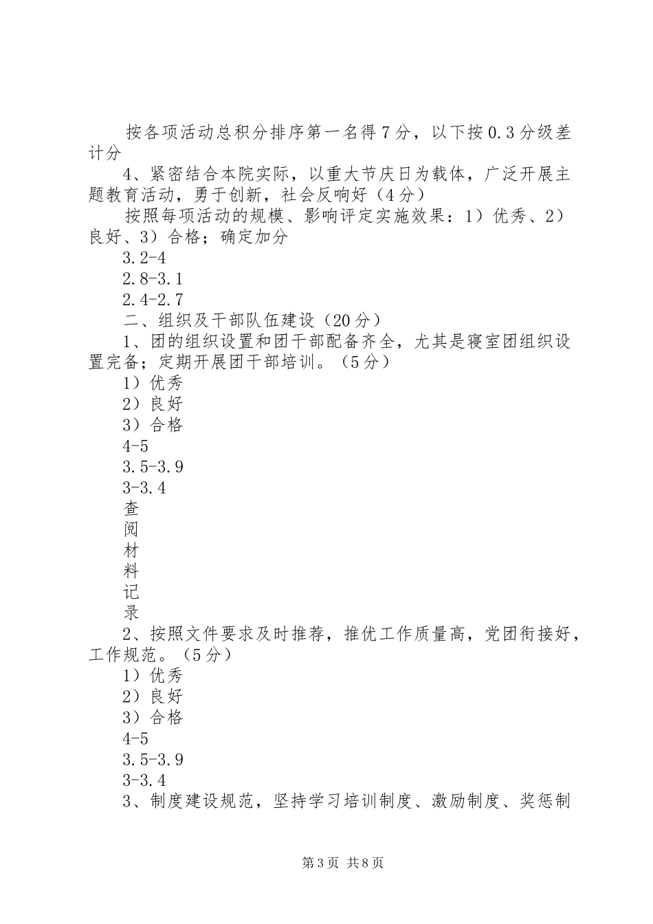 大学基层团组织工作量化考核实施方案 _第3页