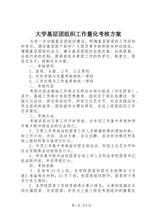 大学基层团组织工作量化考核实施方案 