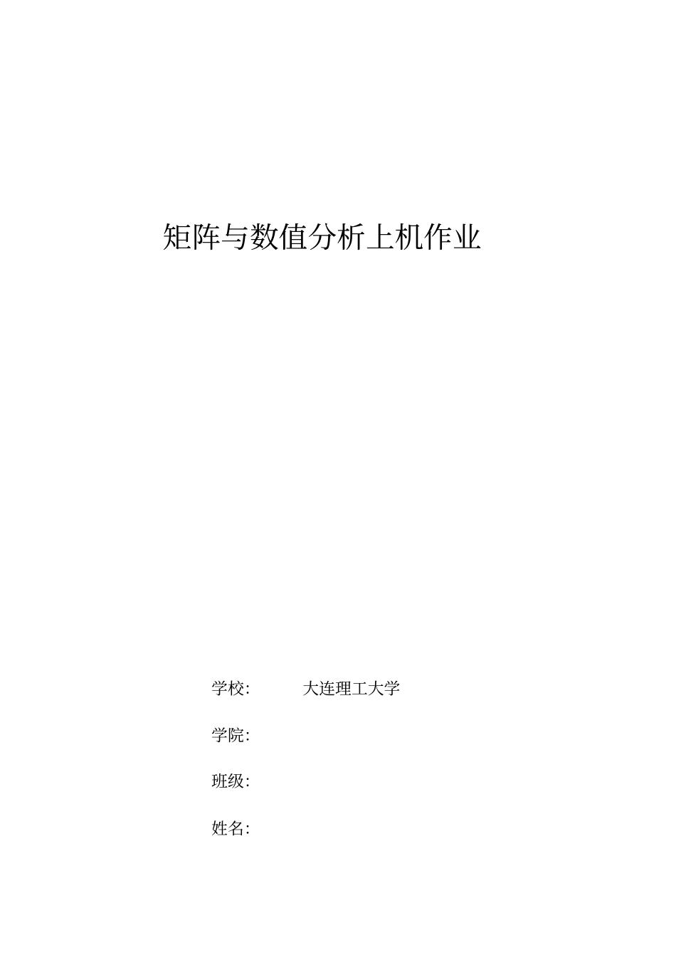 大连理工大学矩阵与数值分析上机作业_第1页