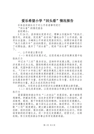 爱乐希望小学“回头看”情况报告 