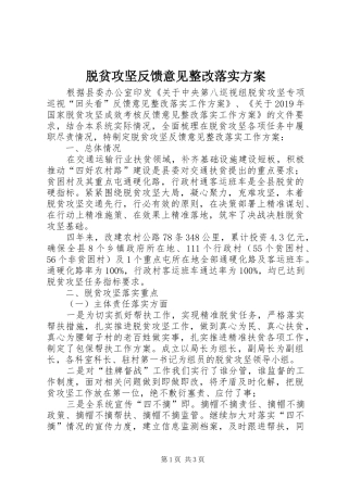 脱贫攻坚反馈意见整改落实方案