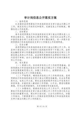 审计局信息公开落实方案