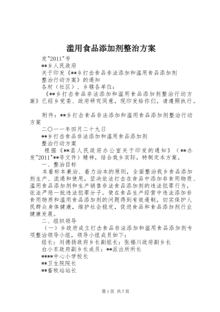 滥用食品添加剂整治实施方案 