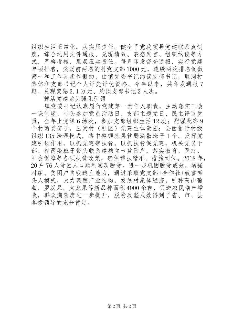 镇党委抓实基层党建工作方案措施_第2页