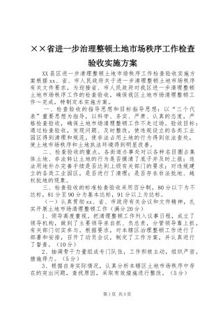 ××省进一步治理整顿土地市场秩序工作检查验收方案 