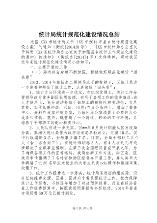统计局统计规范化建设情况总结
