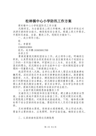 松林镇中心小学防汛工作实施方案 