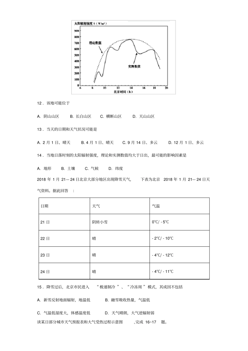 大气的受热过程(基础题)_第3页